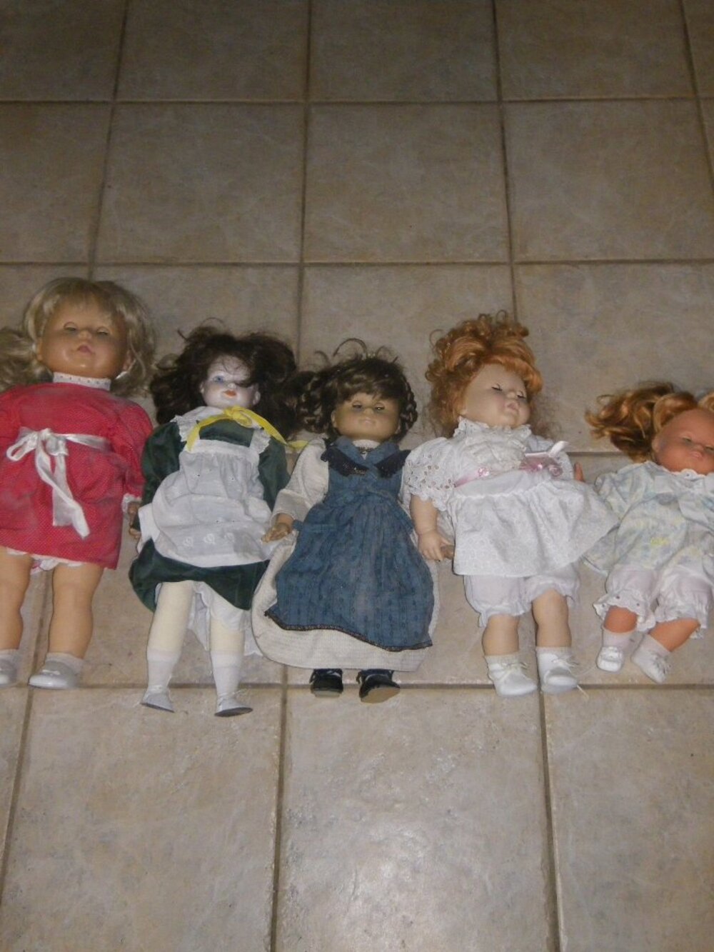 5 Vintage Large Plastic Dolls Sleepy-Eyed Décor Creepy Scary Haunted Props